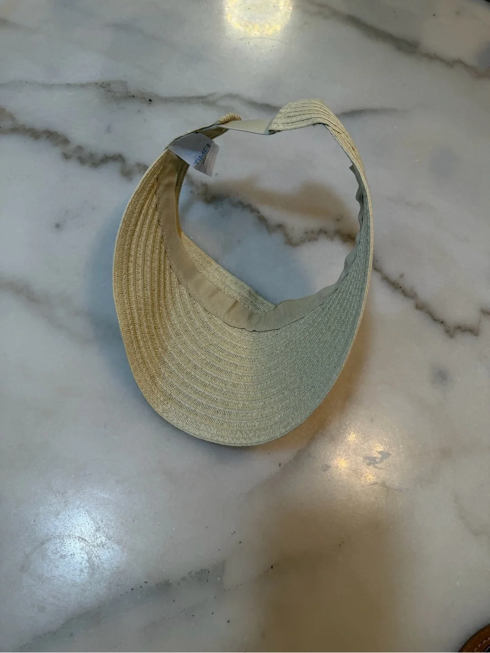 Time and Tru Women's Straw-Look Visor in Light Beige